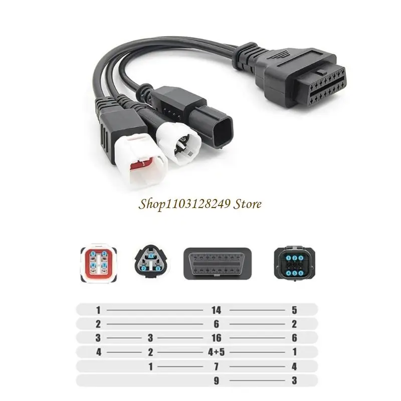 N5KD OBD2 OBDII Splitter Extension 1 To 3 Female 16 Pin Scanner Connector Diagnostic Cable 3pin 4pin 6pin Extension
