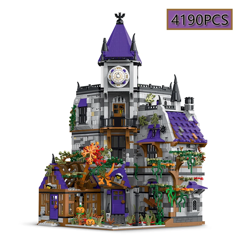 4190PCS Creative Building Block City Street View LED Mystery Construction Model Haunted House Bricks DIY Children's Toys Gift