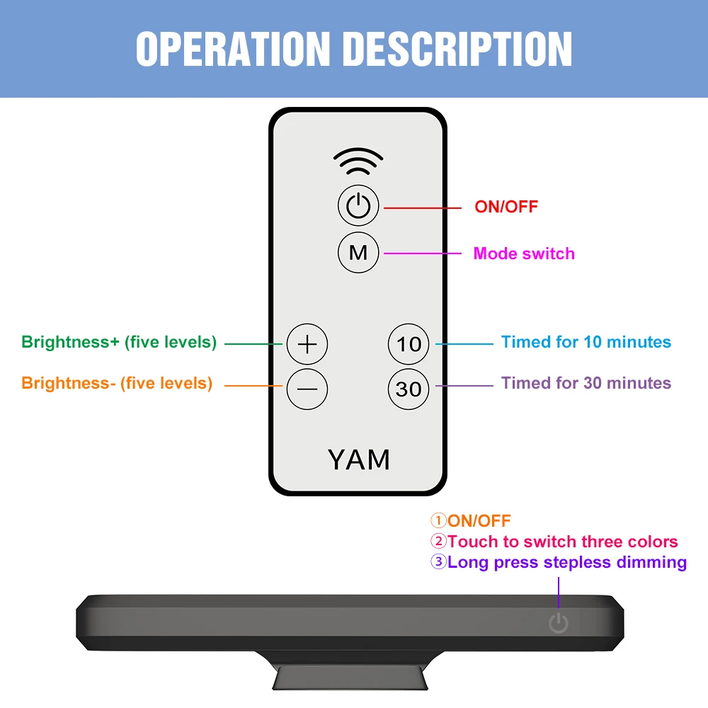 Magnetic Table Lamp LED Bulb Computer Desk Lamp Bedroom Dimming Night Light Bedside Rechargeable Light Office Study Reading Lamp