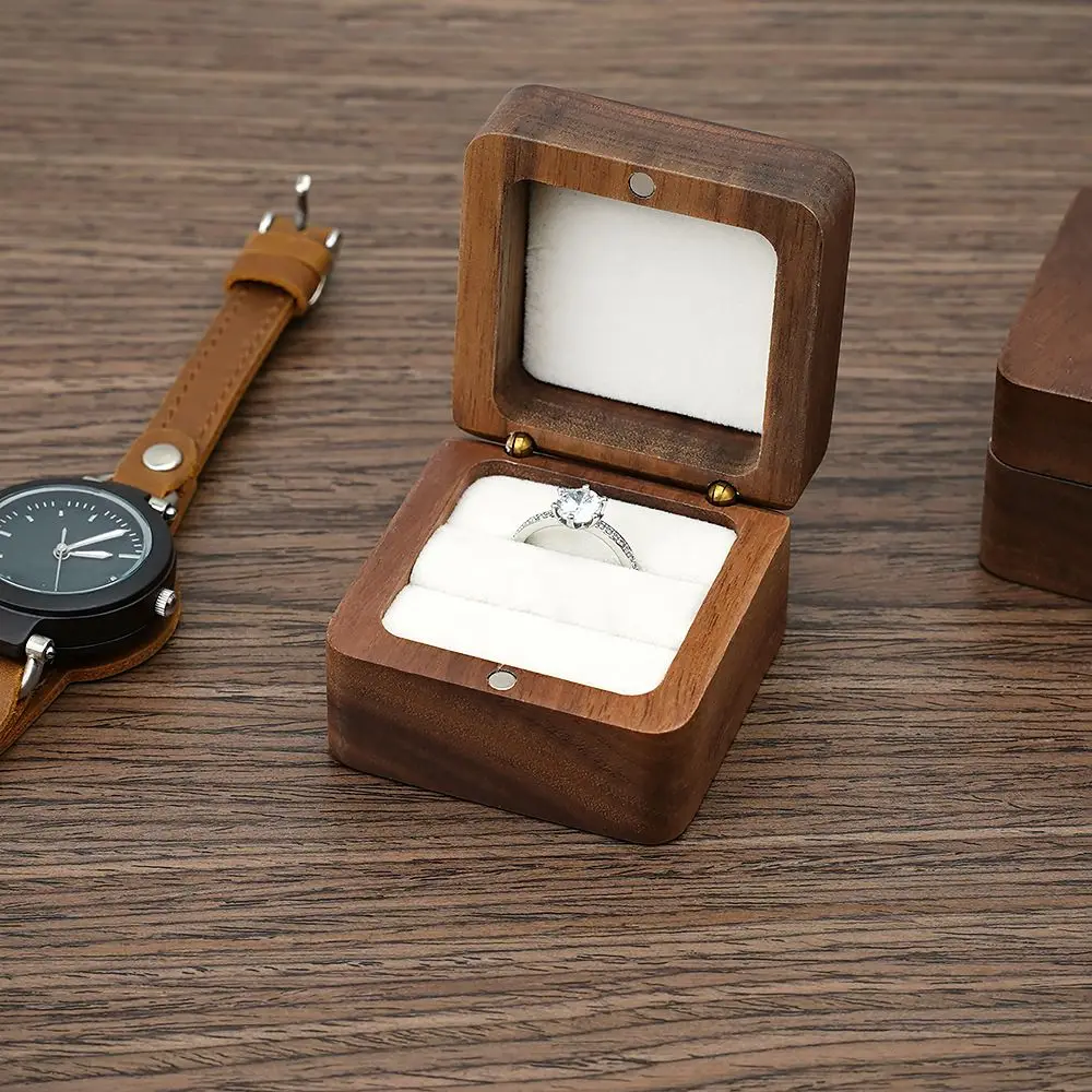 

Proposal Wedding Gift Engagement Ceremony Earrings Organizer Ring Bearer Box Presentation Box Wooden Storage Box Ring Box