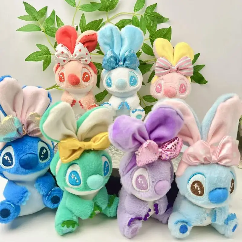 

Disney New Colorful Big Ears With Bow Stitch Cute Ornaments Decorative Plush Stitch Key Chain Schoolbag Pendant Wholesale Gift.