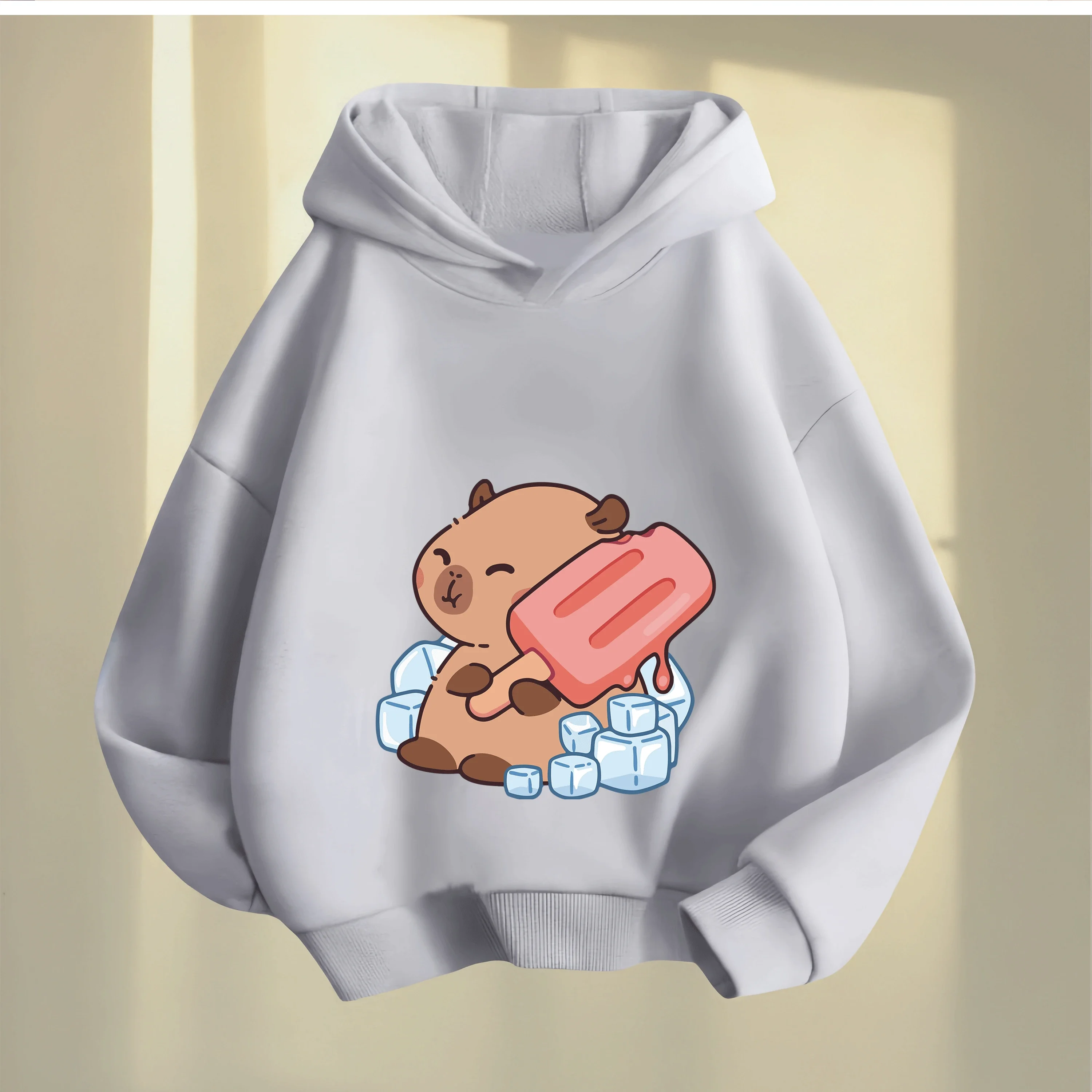 2026 Hot Sale Fashion Kids Pure Cotton Hoodie Capybara Anime Print Spring Autumn Casual Sports Wear