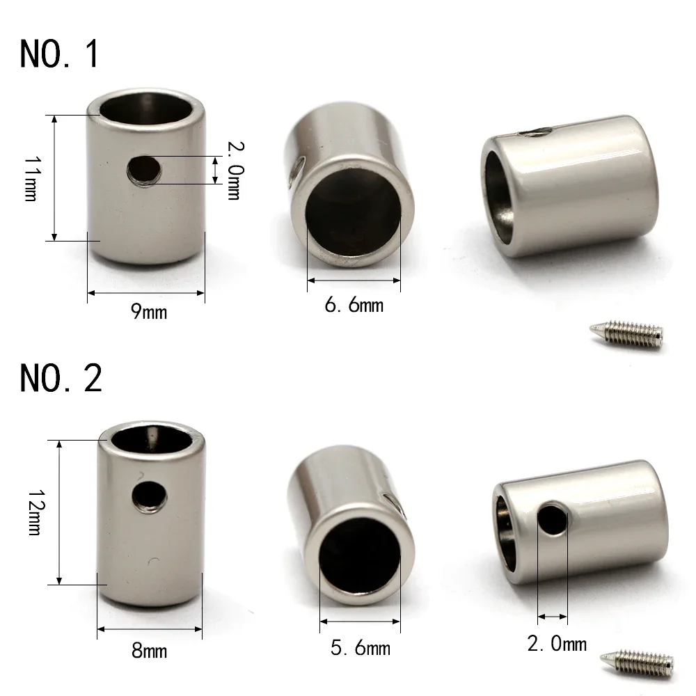 10 pz Cilindro Tappo Estremità In Metallo Con Vite Corda Estremità Blocco Cordino Pinze di Fissaggio Indumento Lacci Delle Scarpe Cordoni Accessori