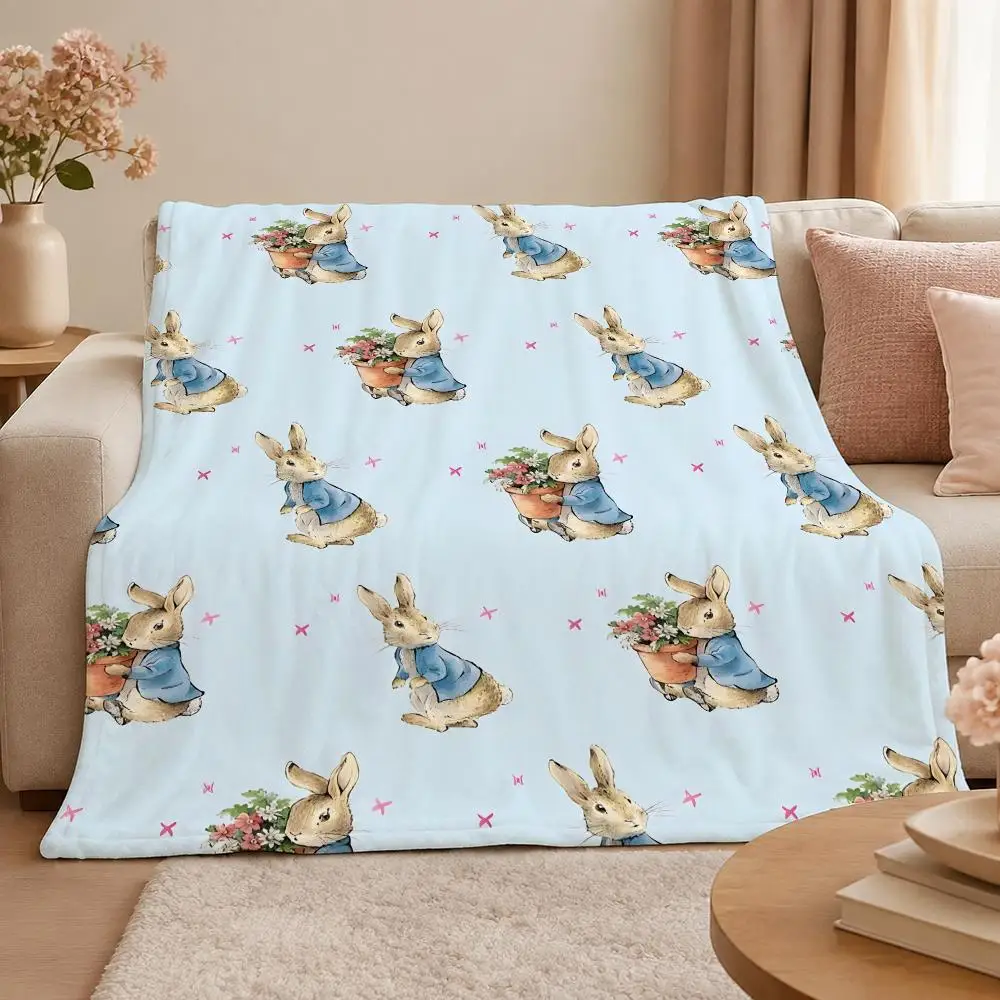 Character P-Peter Rabbit Classic Storybook Animal Throw 320g Soft Flannel Fleece Throw Blanket Cover Sofa Bed Dorm Nap Gift