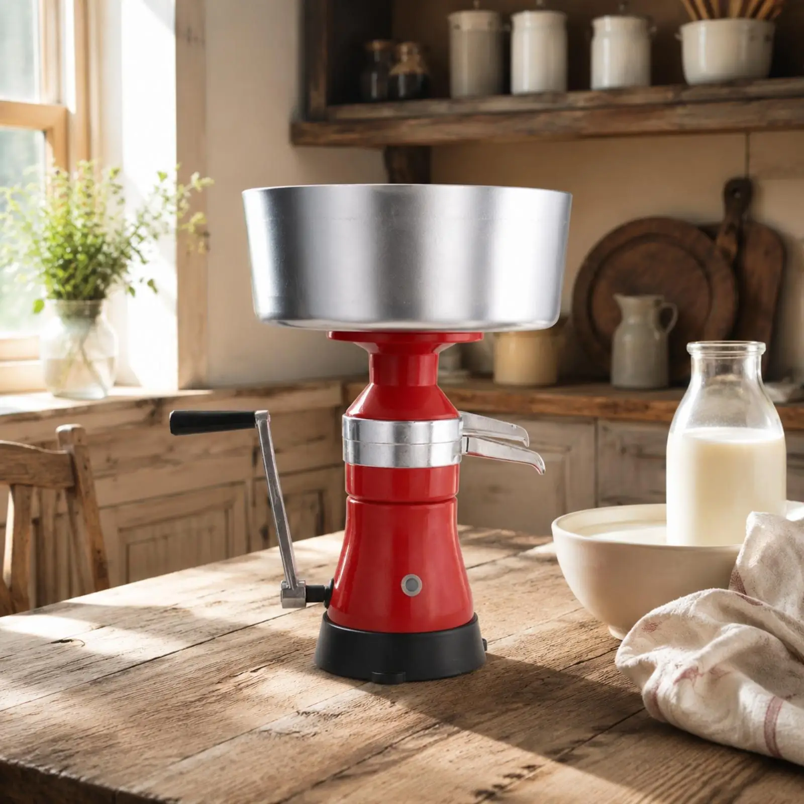 FL-80 Milk Separator Adjustable Manual Cream Separator with Hand Crank Stable Performance High Efficiency