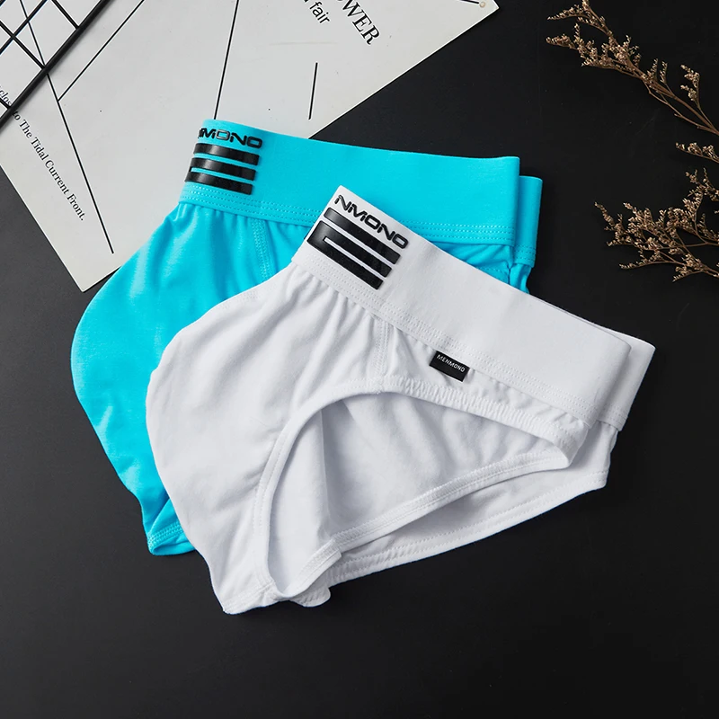 Algodão dos homens baixo crescimento conforto cuecas, sexy juventude skinny esportes calças respiráveis, cueca U-convexa, top tendência breve, 3pcs