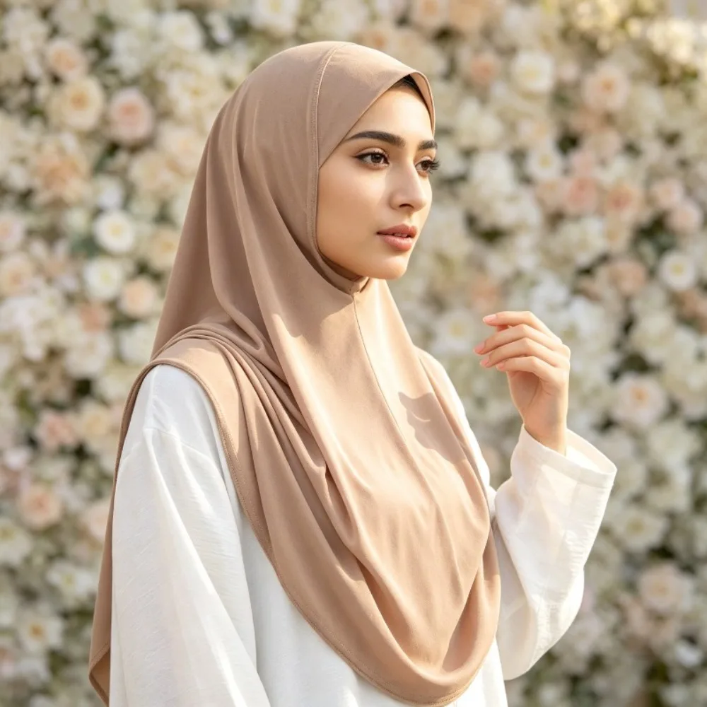 Women Thin Malay Hijab Base Cap,Breathable Lightweight Pull-on Turban Hat, Outdoor Sun Protection Comfortable Ladies Head Cover