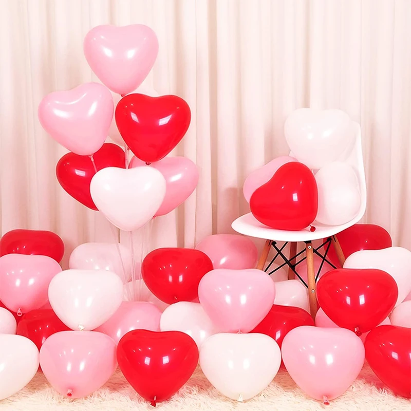 20/30pcs 10inch Heart-shaped Latex Balloons Red Pink Blue White Valentine's Day Wedding Birthday Party Anniversary Decoration