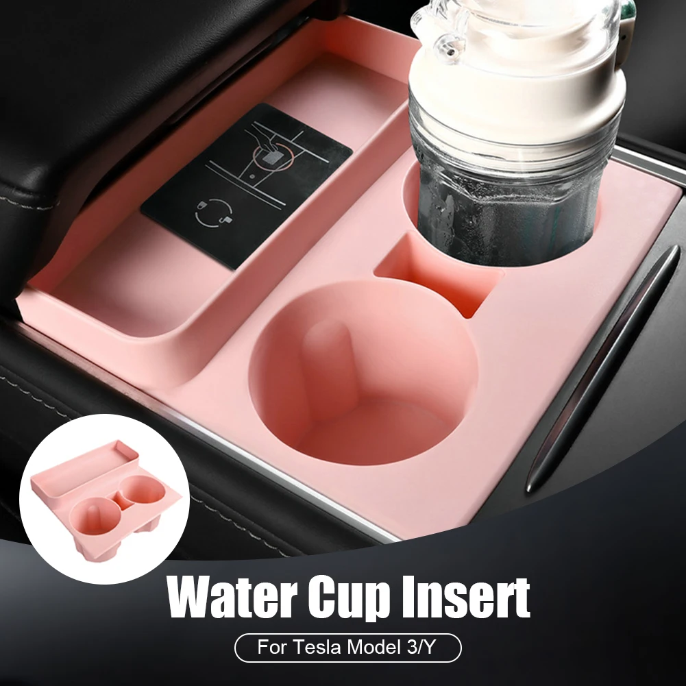 

Car Cup Holder Insert Center Console Organizer Tray Water Cup Holder Insert For Tesla Model 3/Y 2021 2022 2023 Auto Accessories