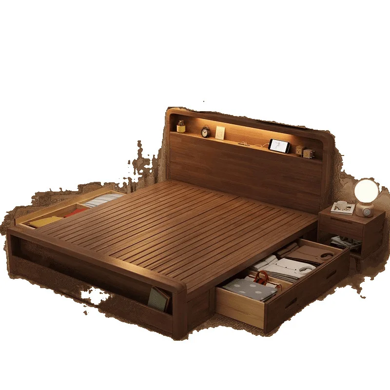 

Nordic solid wood bed, master bedroom furniture