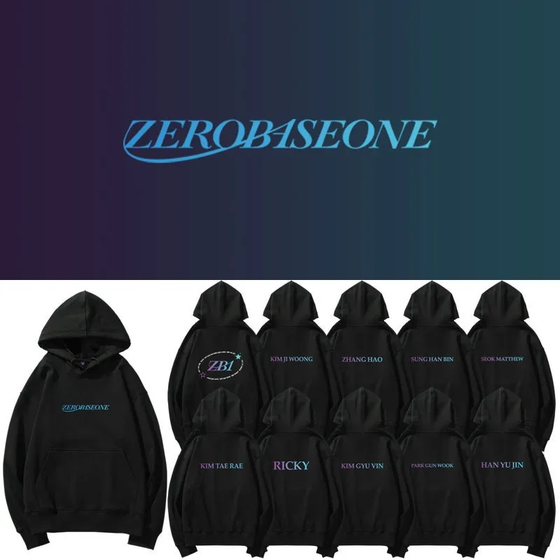 KPOP ZEROBASEONE Fashion Letter Printed Hoodie ZB1 Cotton Sweatshirt Hooded ZhangHao HanBin JiWoong GunWook Pullover Fans Gift