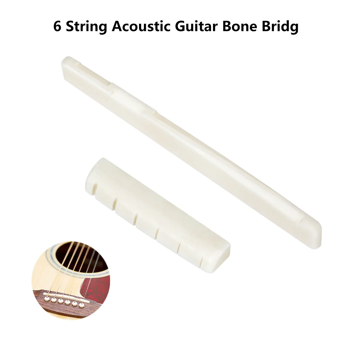 Miwayer-sillín y tuerca de puente de hueso para guitarra acústica, 6 cuerdas, hecho de hueso Real para guitarra folclórica acústica