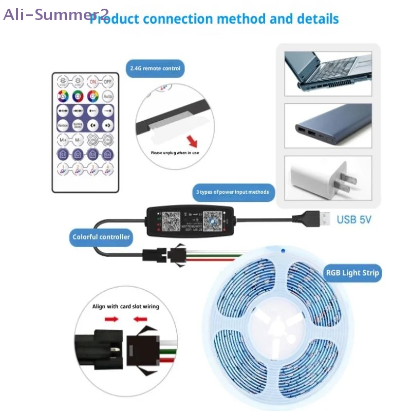 WS2812B Controller Bluetooth Music APP Control For Pixel LED Strip Light SK6812 WS2811 WS2812 Tape Lights USB 5V Remote Control