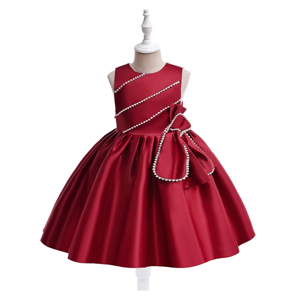 Teen Girls Beading Party Dresses Birthday Ball Gown Kids Sleeveless Fluffy Clothes Children Evening Costumes Daily Holiday Wear