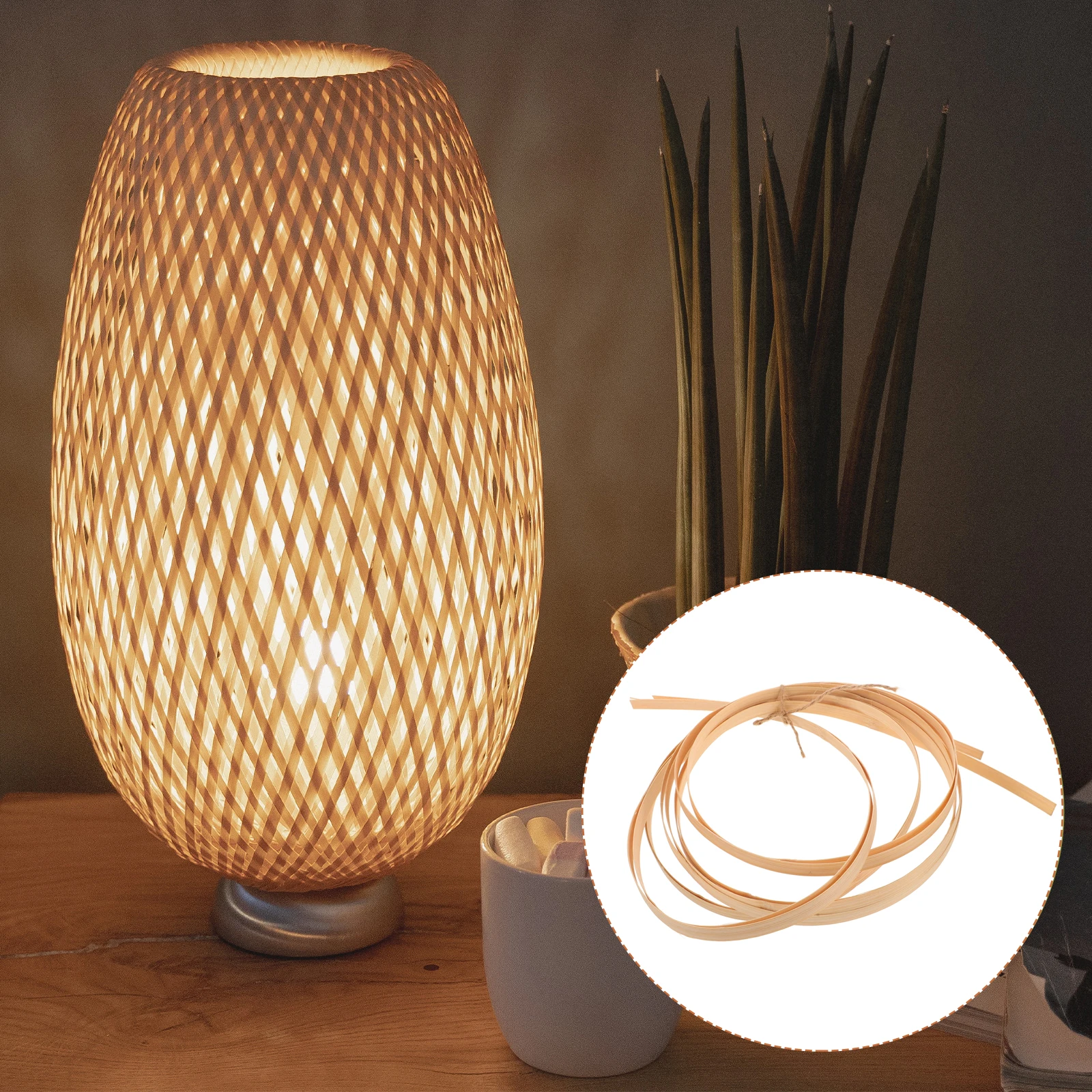 

2 Rolls Bamboo Strip 4m Long 1cm Wide 0.5mm Thick for Basket Weaving Durable Crafting Supplies Foldable Storage