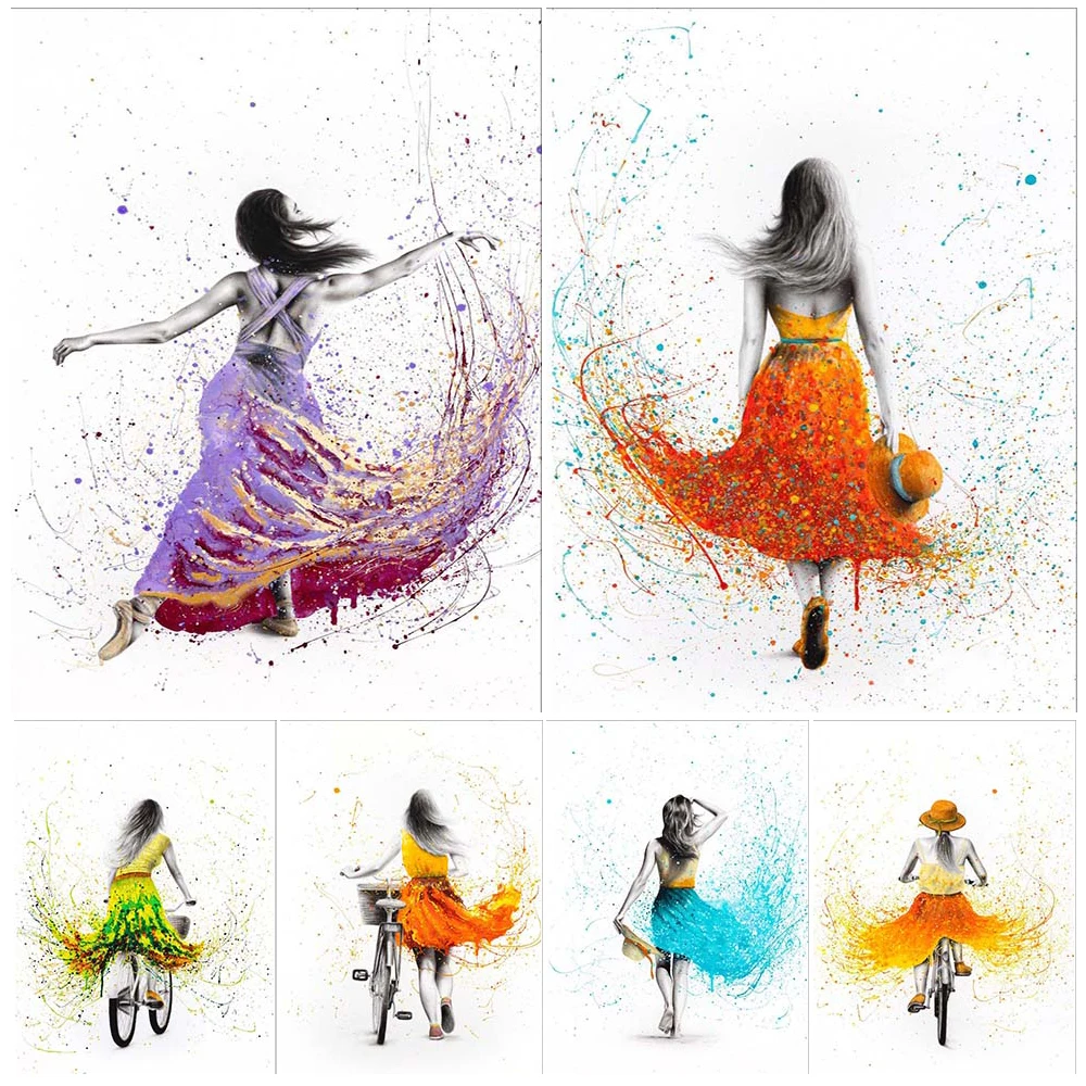 

Watercolor Ballet Woman Girl Skirt Hem Modern Poster Wall Art Canvas Painting Home Decor Wall Pictures For Living Room Unframed