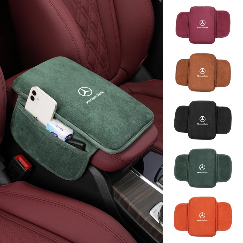 Soft Car Armrest Box Booster Pad Organiser Accessories For Mercedes Benz A B C E S Class W201 W210 W108 W205 W203 C180 C300 C260