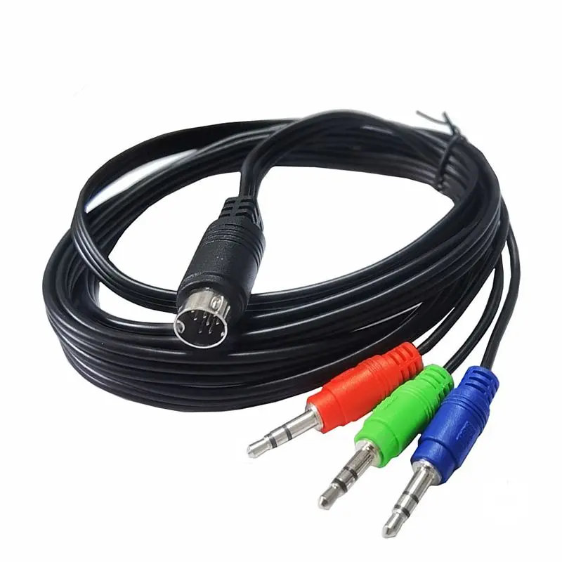 Mini DIN 9P Connecting Cable Mini DIN 9Pin Male To 3 * DC3.5mm Male Red Green Blue Audio Cable Mini Din 1.8m