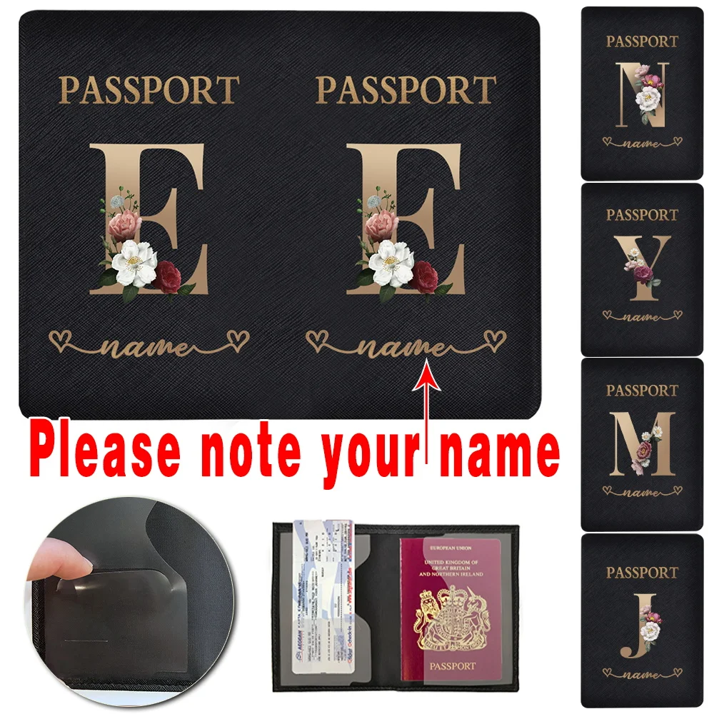 Customize Name Passport Cover Travel Passport Holder ID Cover Portable Bank Card Passport Letter Series Business PU Leather Case