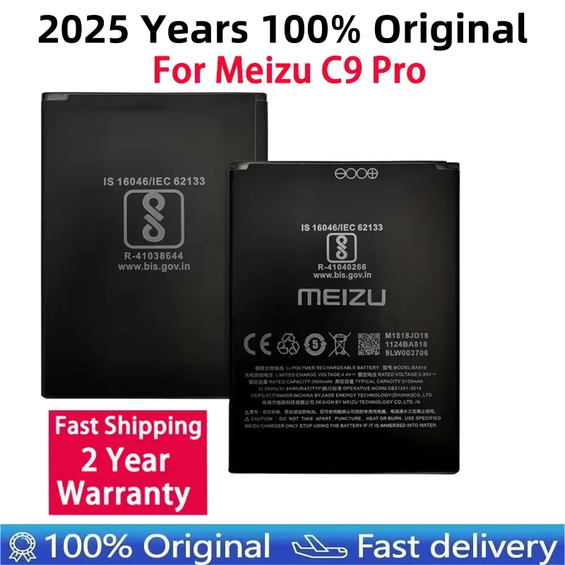 2025 100% Original High Quality 3000mAh BA818 Battery For Meizu C9 pro Mobile Phone Battery Replacement Batteries Bateria