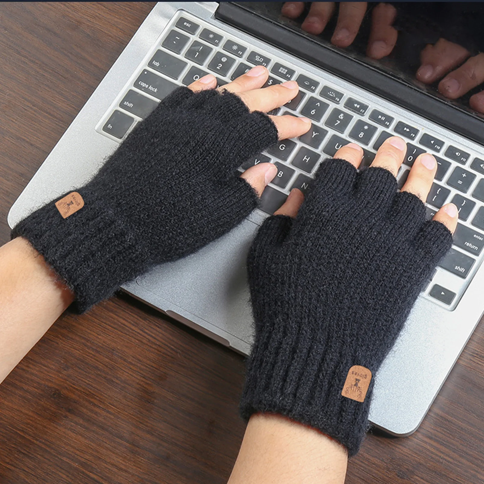 Woman Windproof Half-finger Gloves Soft Knitted Wool Anti-slip Accessories for Sport Office Outside Business NOV99