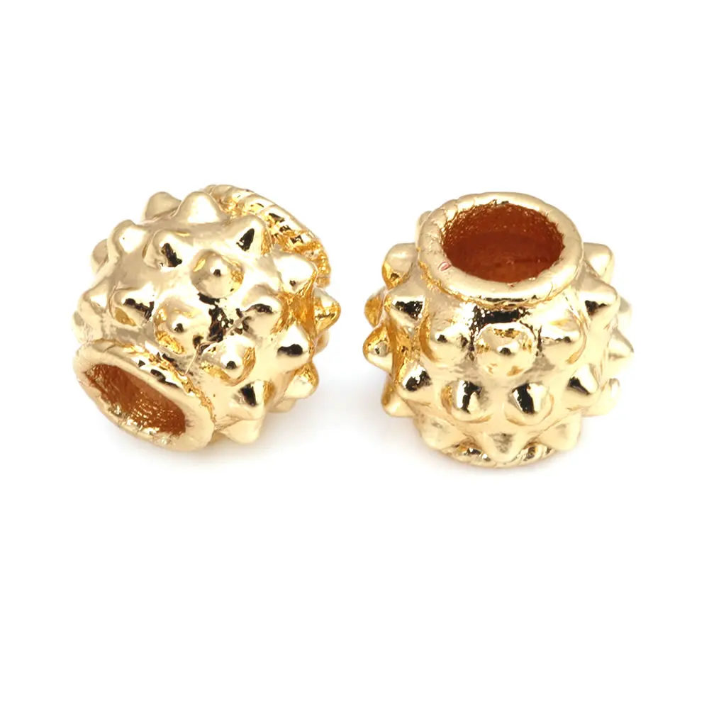 18K Gold Color Brass Dragonfly Eye Beads with Pattern Round Ball Barrel Spacer Beads Jewelry Making Diy Bracelets Accessories