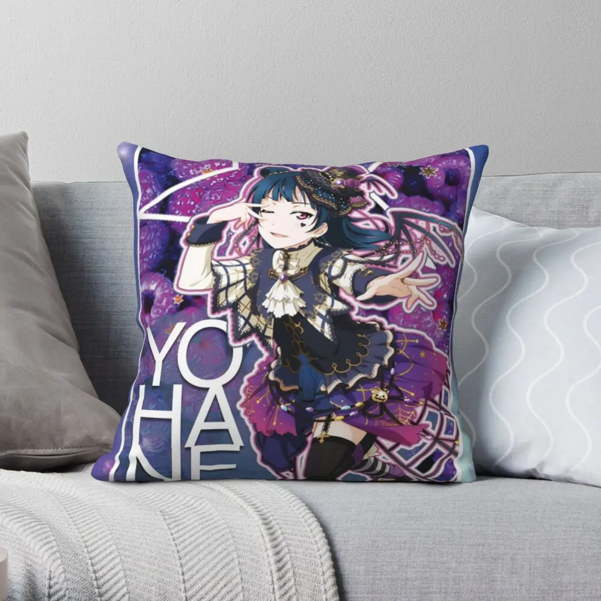 

Love Live! Yohane Tsushima Square Pillowcase Polyester Linen Velvet Creative Zip Decor Pillow Case Sofa Cushion Cover