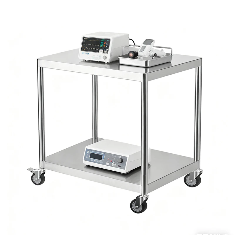 

Stainless steel turtle cart double-layer instrument mobile trolley silent thickened workbench cart