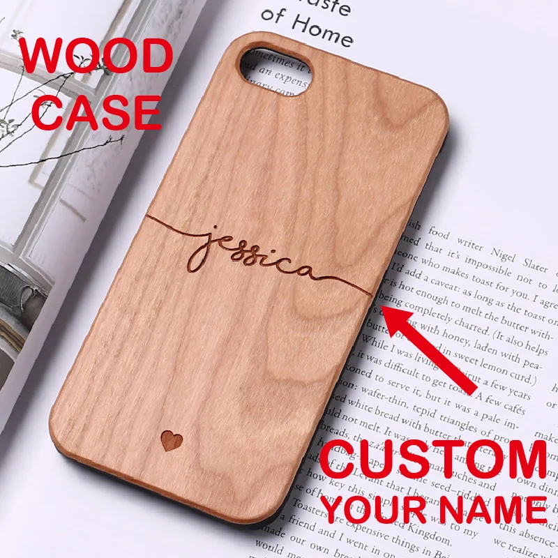 

Personalized Custom Text Name Monogram Initials Hard Wood Phone Case For iPhone15 14 14ProMax 14Plus 13Promax 13 12 11