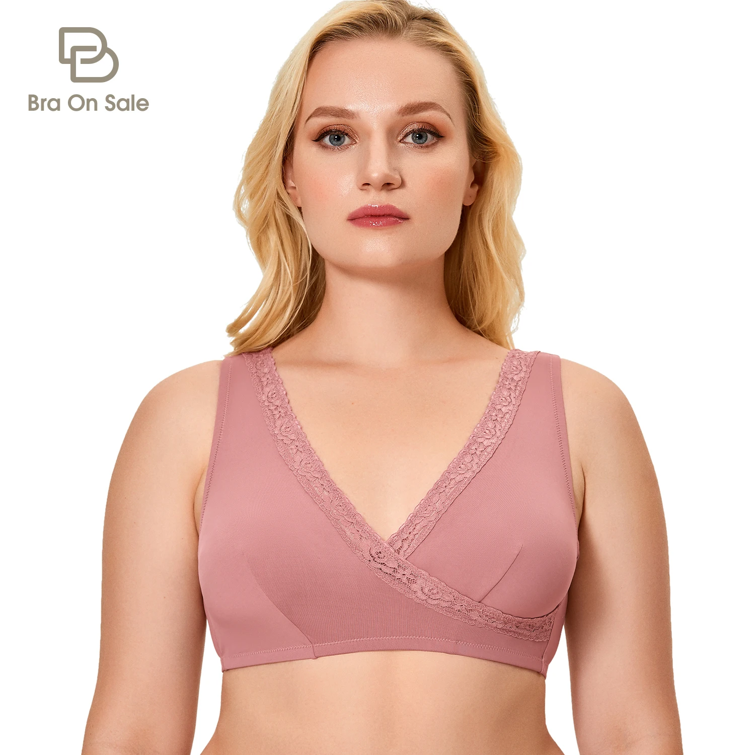 

Women's Soft Gentle Comfortable Bras Sleep Wide Straps Plus Size Bra No Padding