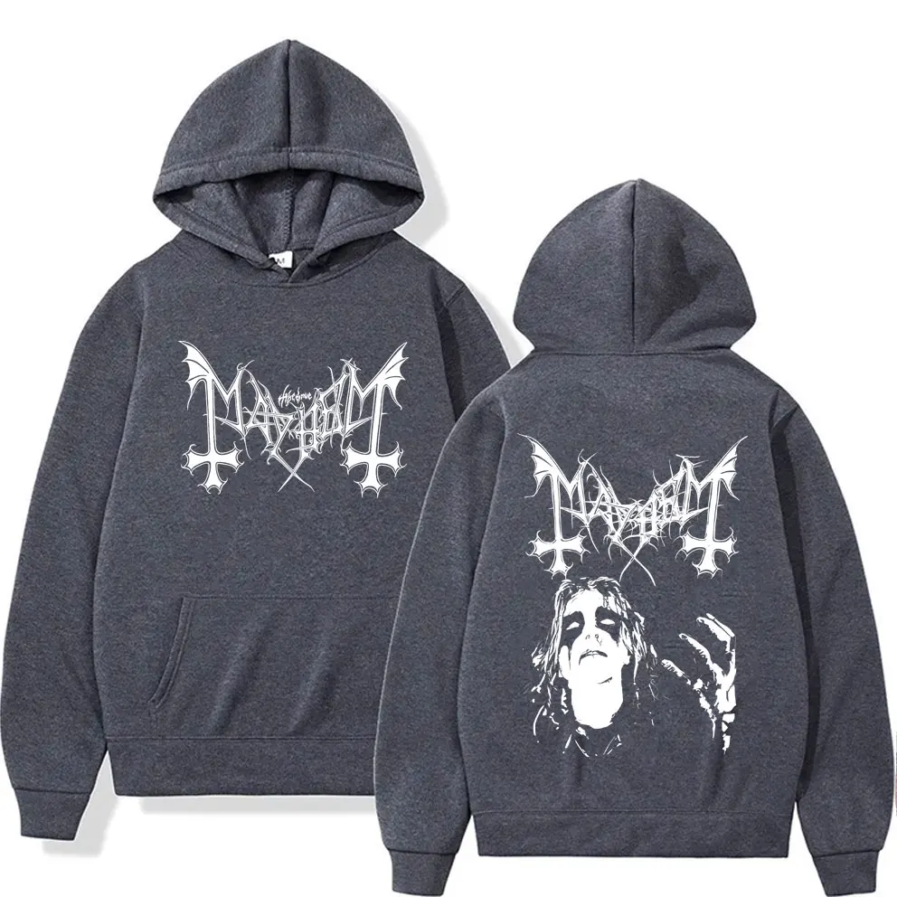 Mayhem Graphic Hoodie Men's Retro Death Black Metal Rock Band Sweatshirt Unsiex Fashion Oversized Fleece Cotton Pullover Hoodies