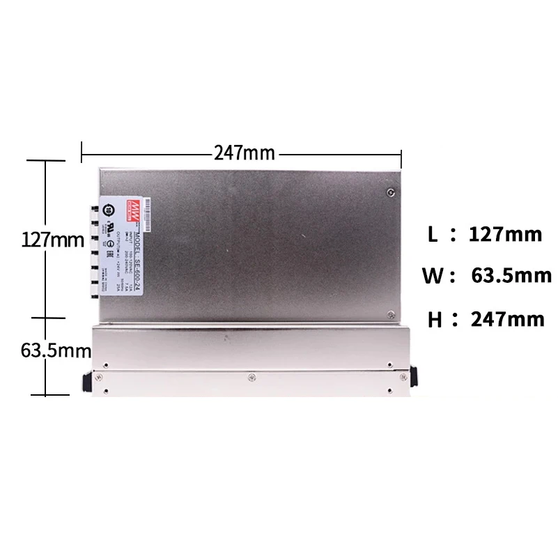 Imagem -02 - Fonte de Alimentação de Comutação Meanwell Saída Única Poço Médio mw Se600 dc 5v 12v 15v 24v 27v 36v 48v 600w