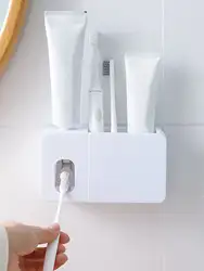 1 pc - Fully automatic toothpaste squeezing machine, toothbrush holder