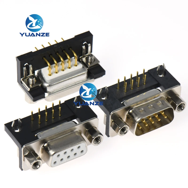 DR9 needle male/female RS232 serial port DB9 gold-plated welded plate industrial grade 90 degree Angle connector