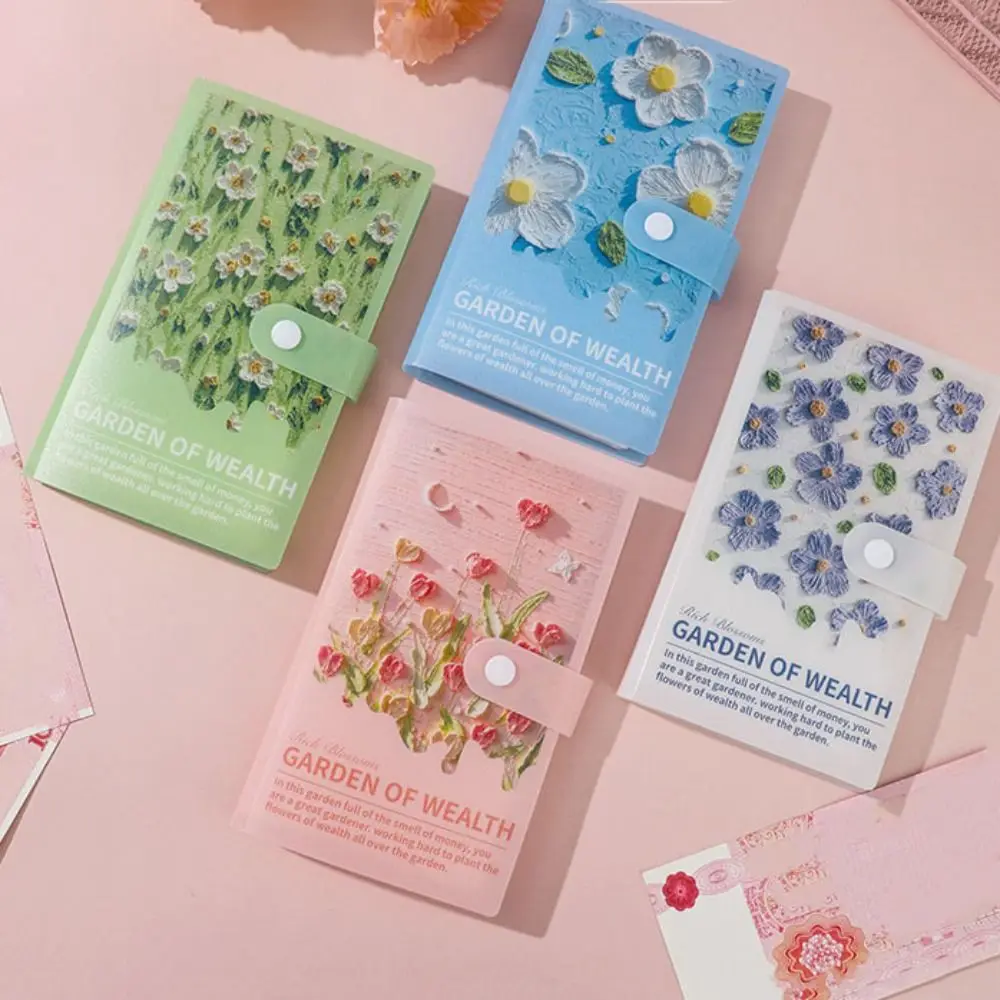 Flower Printed Button Notebook for Money Anti-splash Water Diary Notepad Cash Budget Ledger Savings Handbook Cash Envelopes