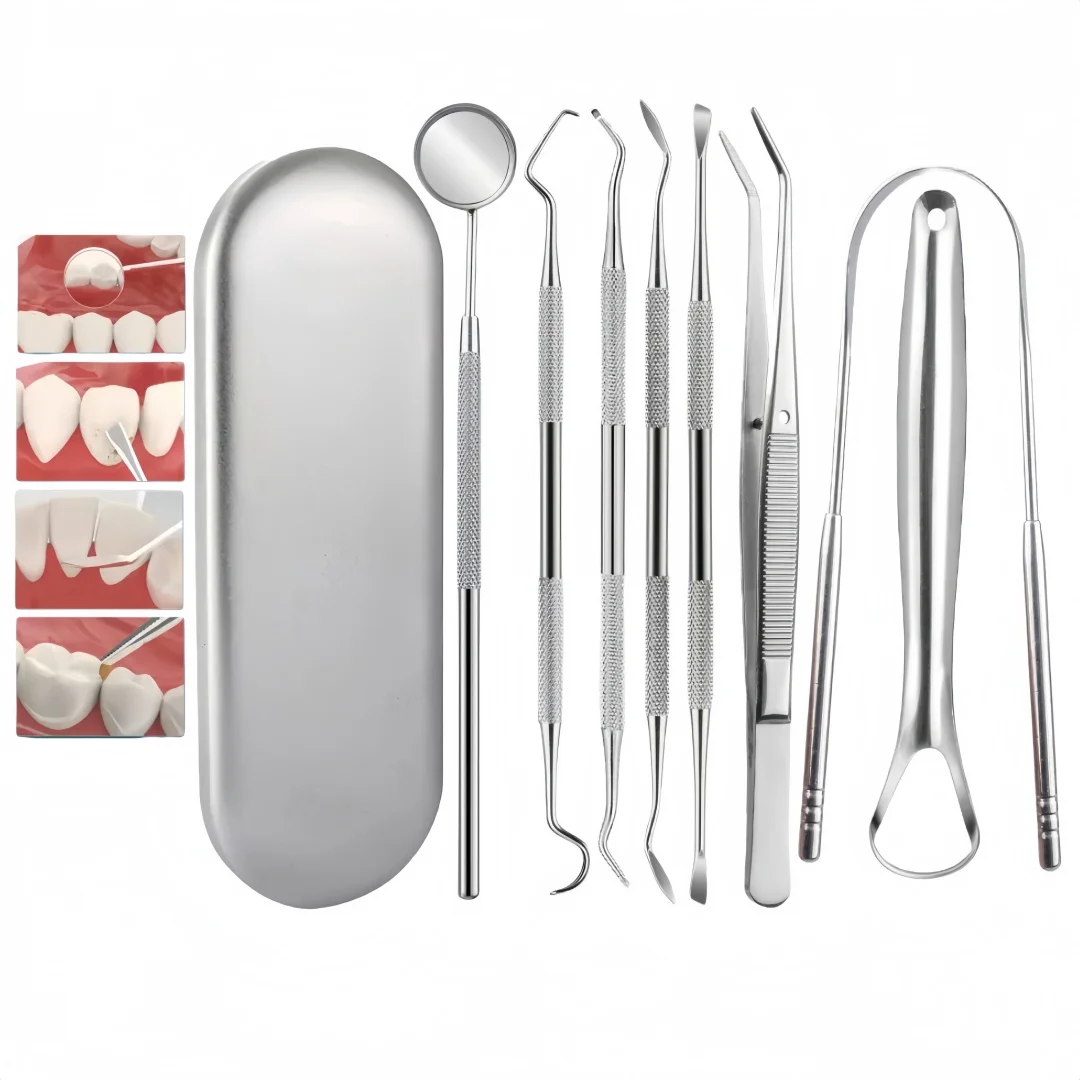 

Набор инструментов для чистки зубов из нержавеющей стали, зубной камень и зубной камень, глубокая чистка, зеркальный зонд для полости рта, инструменты для ухода за зубной гигиеной