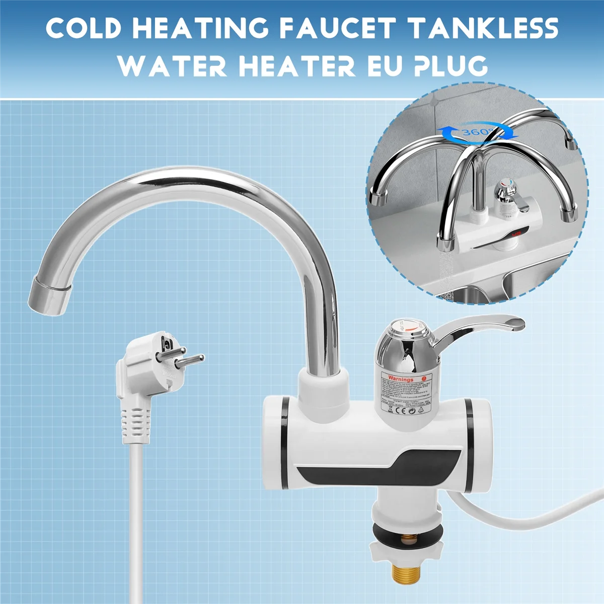 RIRI سخان مياه فوري المطبخ الكهربائي صنبور الماء الساخن سخان الحنفية التدفئة الباردة صنبور Tankless سخان مياه الاتحاد الأوروبي التوصيل