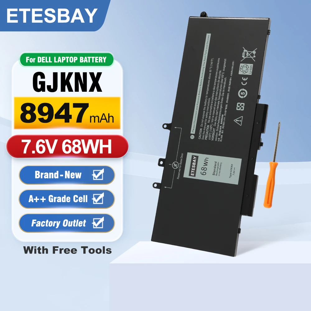 ETESBAY GJKNX Battery Replacement For Dell Latitude 5480 5580 5490 5491 5580 5590 5591 5280 5288 5488 5491 5495 E5480  7.6V 68WH