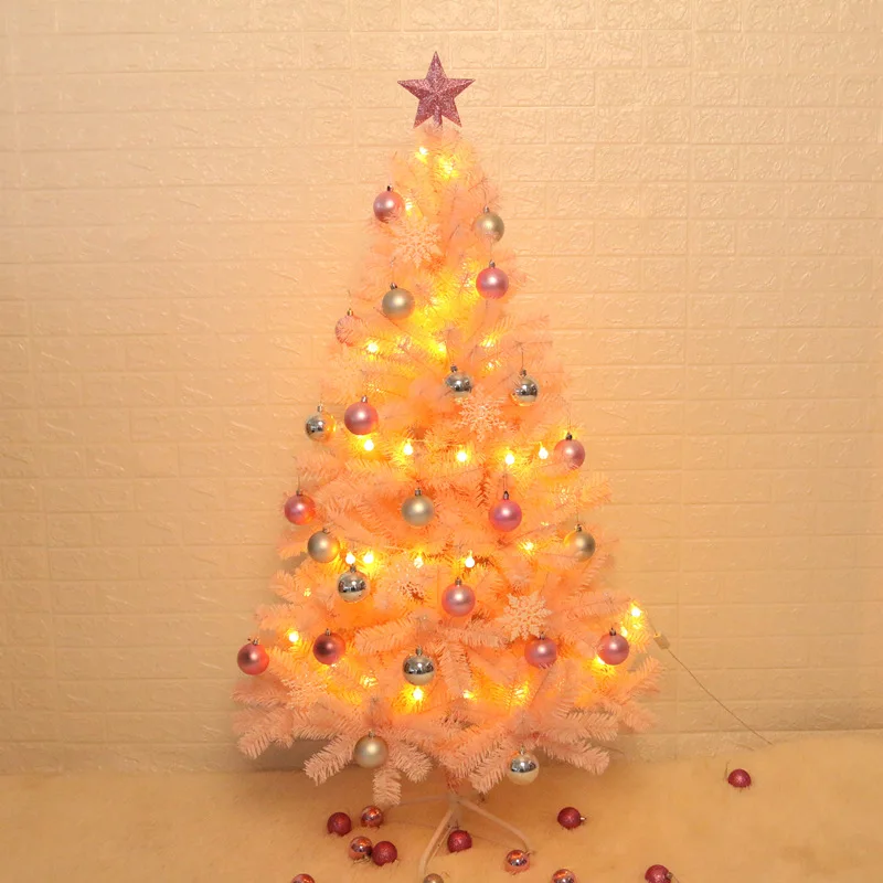 Artificial Pink Christmas Tree with Metal Stand, PVC Encryption Xmas Tree, Party Decoration, Home and Office