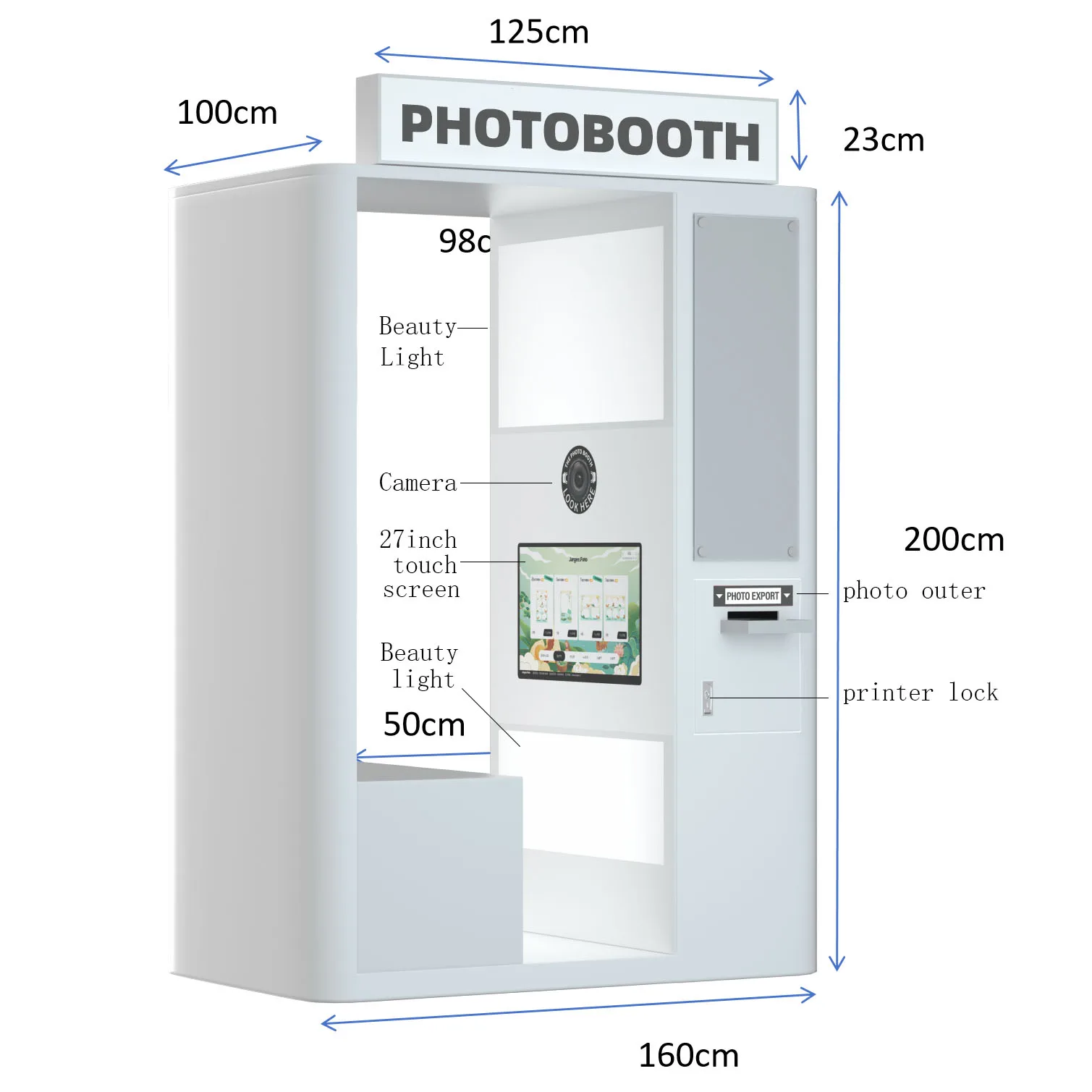 Custom Photo Booth Kiosk for Smartphones - close-up view