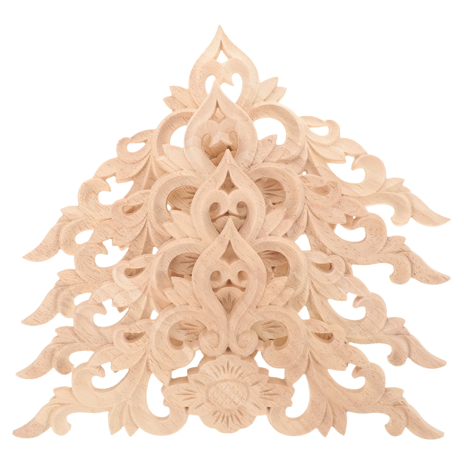 

4Pcs Rose Carved Wood Applique Solid Wood Decorative Trim Furniture Onlays Durable Corner Molding Vintage Decals