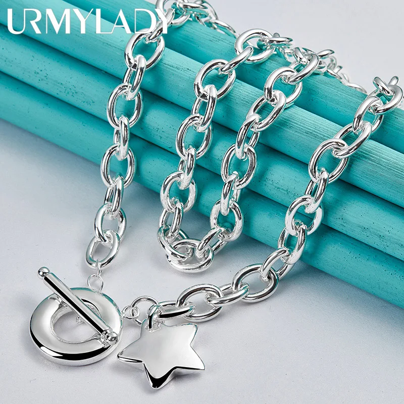 URMYLADY 925 Sterling Silver Star Pendant 18 Inch Naszyjnik dla kobiet Biżuteria ślubna na imprezę
