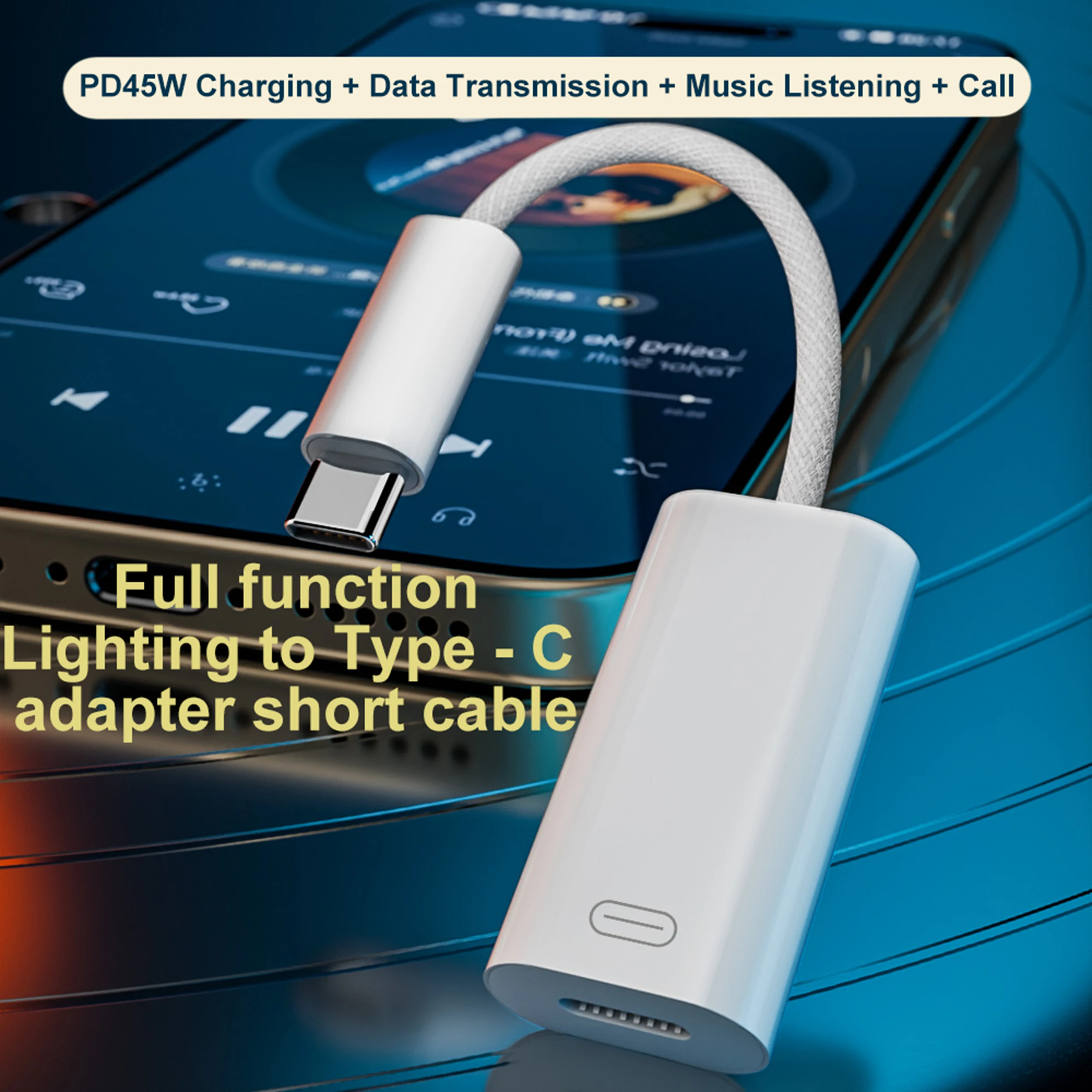 USB C To Lightning Audio Headphone Adapter for IPhone 15 Pro Max IPad Pro Samsung USBC Type C To IOS Aux Earphone Cord Connector