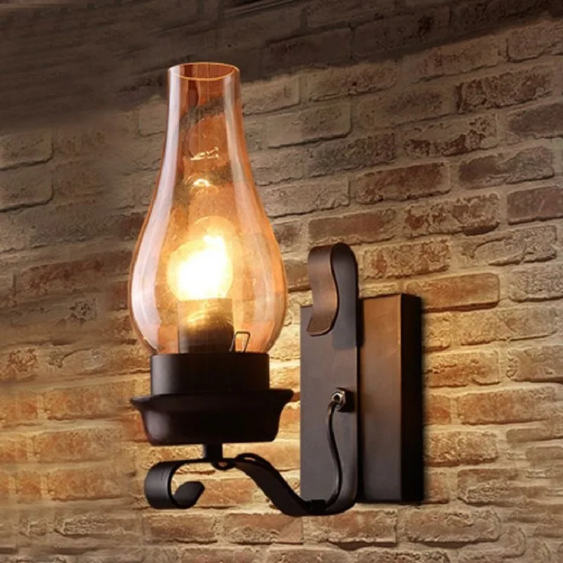

Vintage Industrial Corridor Glass Wall Light Restaurant Corridor Bedroom Bedside Coffee Shop Hotel Attic Sconce