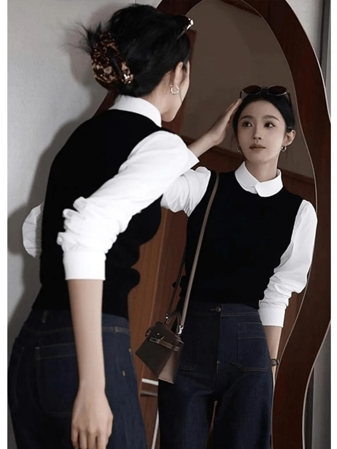 Ele Bla gebreide kleding dames herfst winter nieuwe Sle uniek ontwerp faionable top Franse Sle slim fit lange Sve