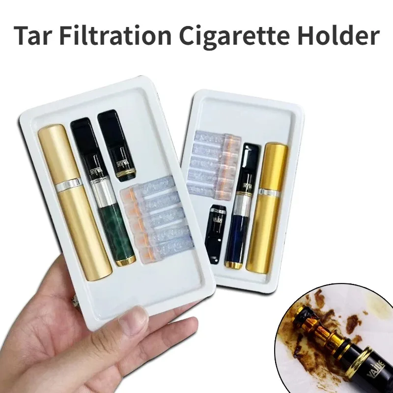 Acrylic For 8mm Cigarettes Holder Reducing Tar Cleanable Tobacco Smoker Filter Healthy Microfilter Hookah Shisha Pipe for Men