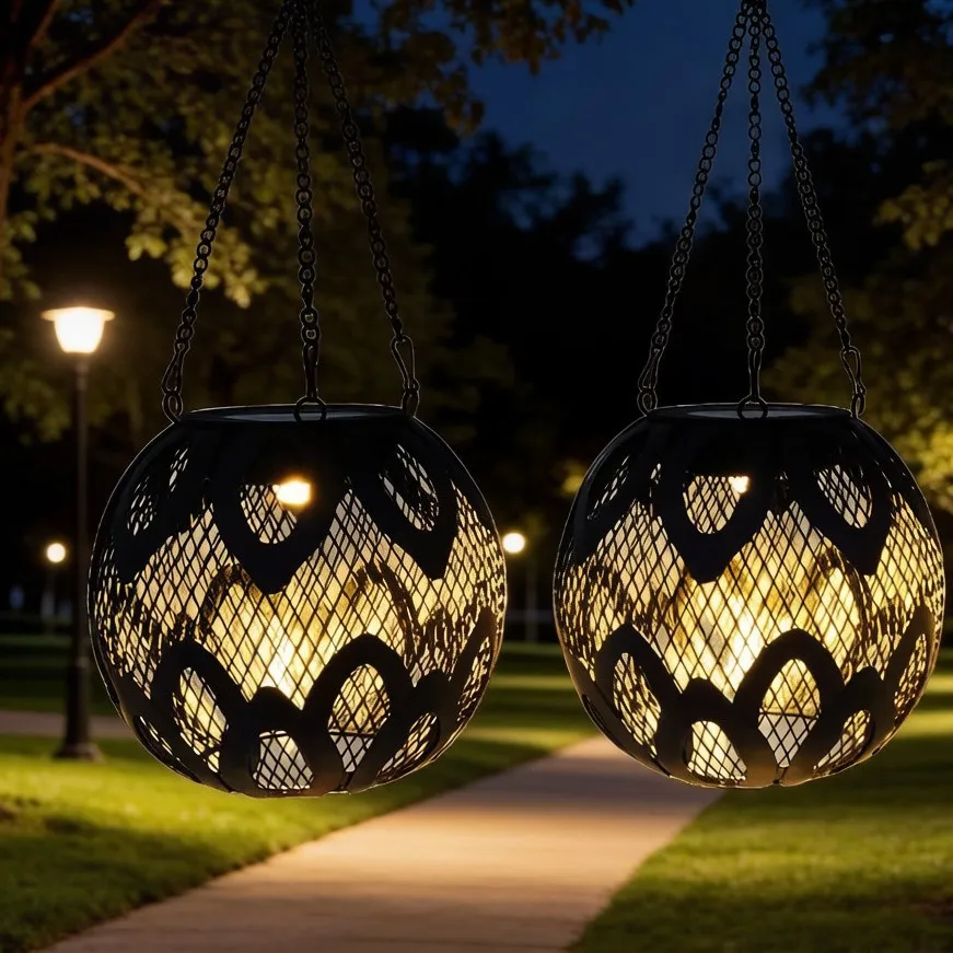 

Solar Lantern Led Light Daylight Sensor Garden Lamps Lights Outdoor Waterproof Landscape Iron-art With Durable Chain Decor