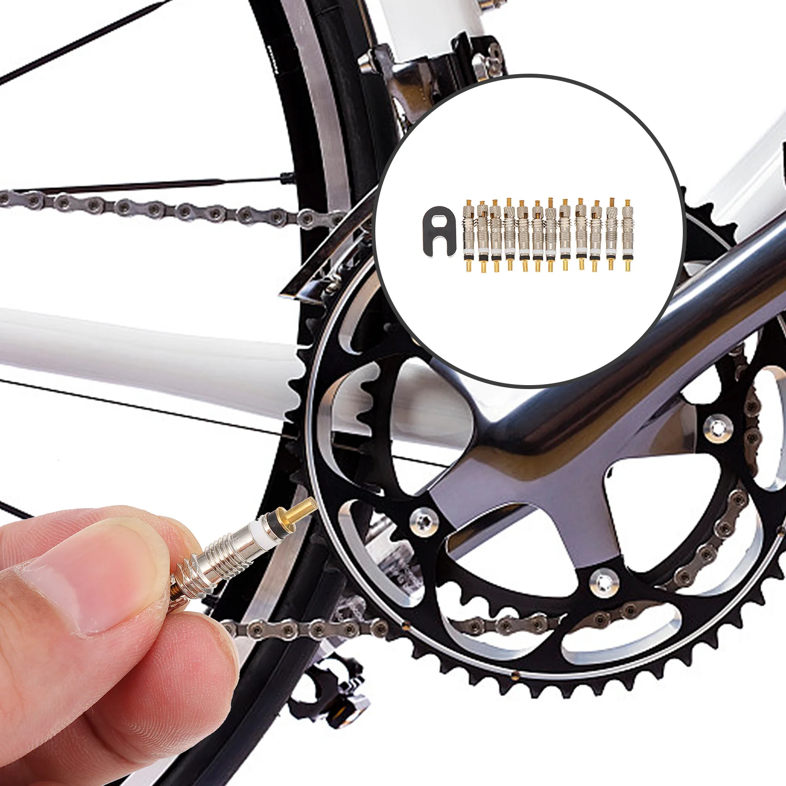 

12Pcs French Valves Copper Bike Replacement Valves Core for Valve Easy to Install Cycling Tyre Accessories