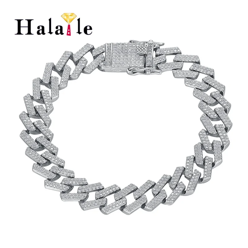 

Браслет/ожерелье Halaile с цирконием 10-12 мм, стерлинговое серебро S925, для мужчин, сверкающий, в стиле хип-хоп, рок, модный, легкий люкс, подарок