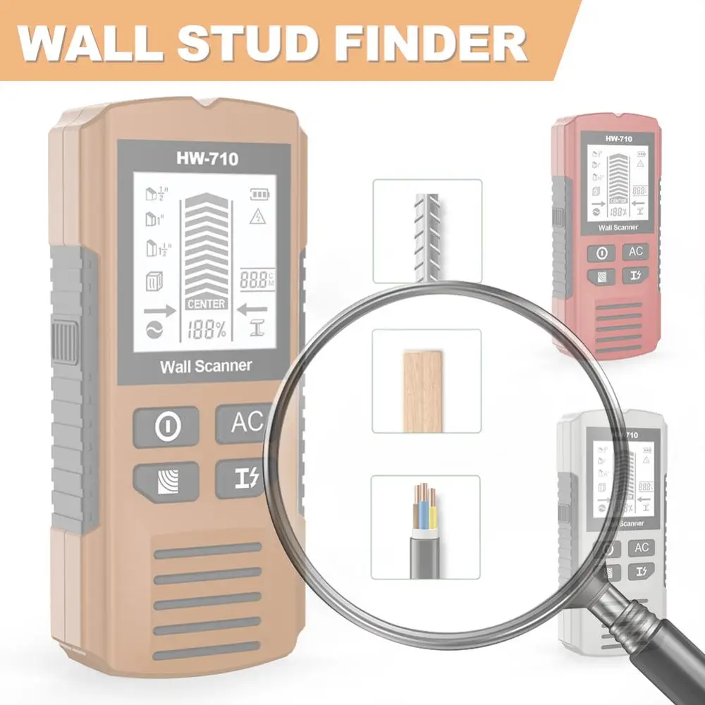 

6-in-1 Stud Finder Wall Scanner Green Backlight Stud Locator Stud Finder Tool for Detecting 1-1/2 Inch Drywall Stud Center